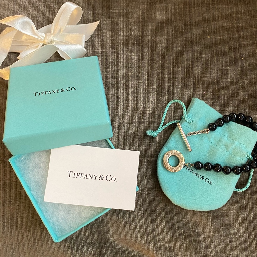 Tiffany & co onyx and silver bracelet